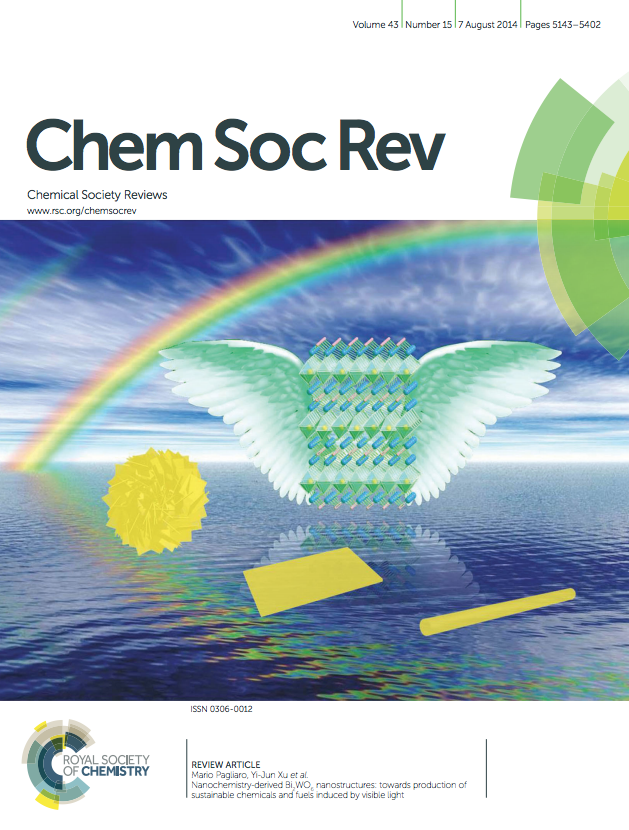 Chemical Society
                Reviews - Cover of issue 15, volume 43, 2014, dedicated
                to Mario Pagliaro's Lab work