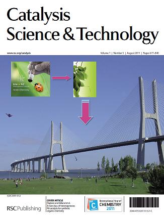 Front cover of
                Catalysis Science & Technology, issue 5, volume 1,
                2011, dedicated to Mario Pagliaro's Lab work