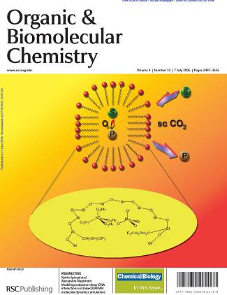 Cover of Organic & Biomolecular Chemistry,
                issue 13, 2006, dedicated to Mario Pagliaro's Lab work