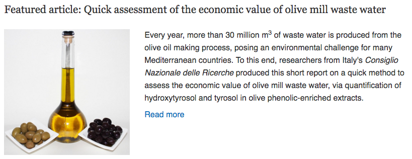 Articolo scientifico sul nuovo metodo di estrazione e analisi rapida dei biofenoli più preziosi delle olive, sviluppato dal team di M. Pagliaro al Cnr