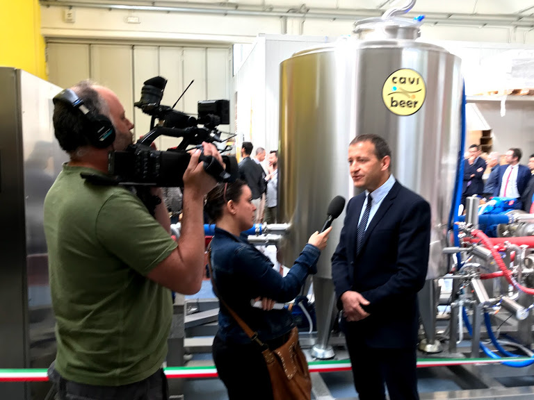 Francesco Meneguzzo interviewed by Italy's public broadcasting service during the inauguration of world's first brewey using hydrodynamic cavitation