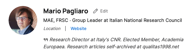 Over 300,000 reads on ResearchGate for Mario Pagliaro's Lab work